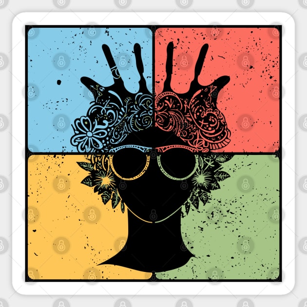 Afrocentric Woman Retro Cultural Aesthetic Sticker by TuncGK